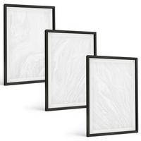 BILDER SET 3er Set - 40x60 cm Schwarzer Rahmen - Elegante Marmorstruktur - Schwarz, Kunststoff (40/60cm) - TULUP