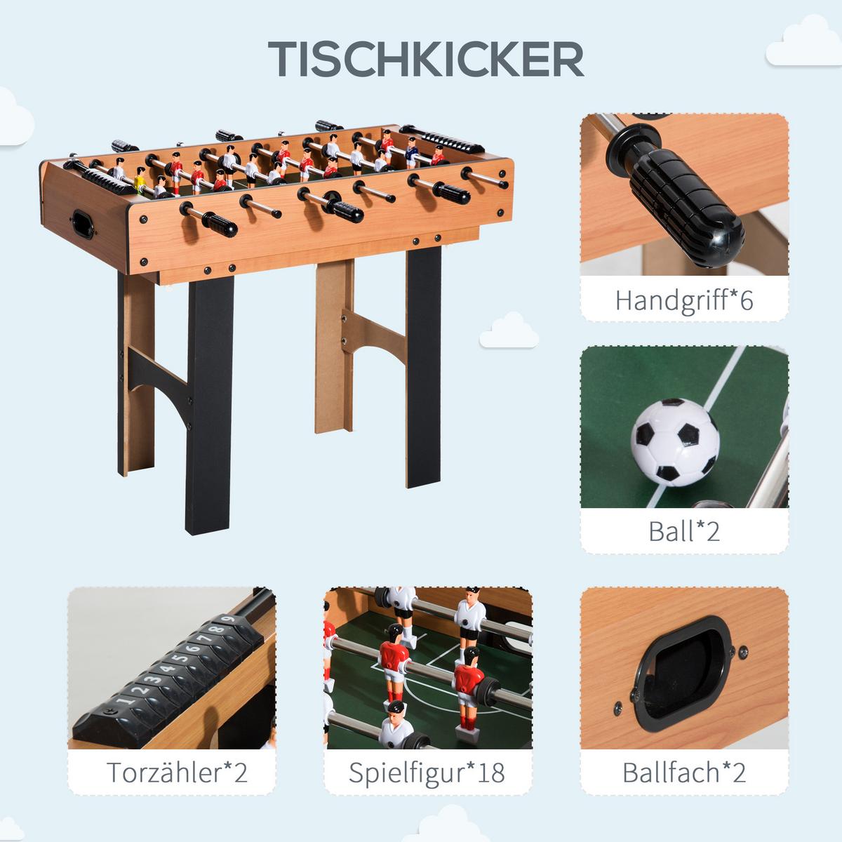4-IN-1 Mini Multispieltisch mit Tischfußball Tischhockey Tischtennis Billard - Multicolor, Holzwerkstoff (78/92cm) - HOMCOM