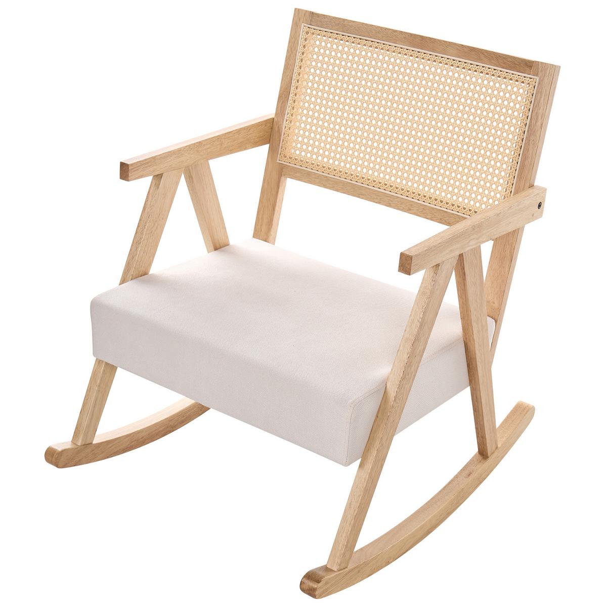 SCHAUKELSESSEL Holz Hellbraun/Hellbeige Rya - Beige/Braun, Textil (65/79/78cm) - Beliani