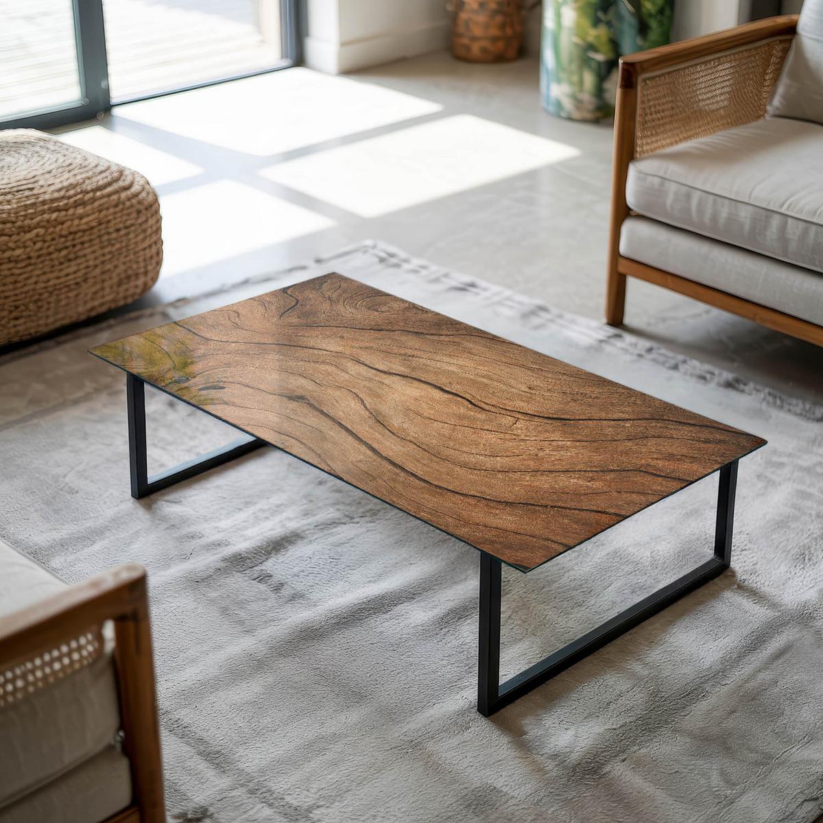 TISCHPLATTE 60x60 cm Natürliche Holzmaserung - Braun, Glas (0.4/100/50cm) - TULUP