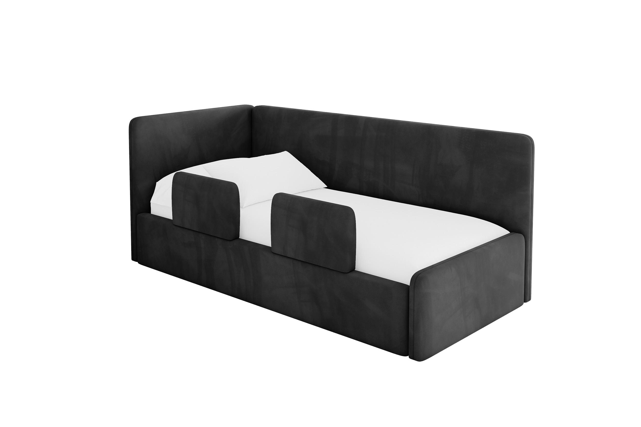 EINZELLBETT Jugendbett mit Bettkasten und Matratze H3/H4, Rechts - NORY 100x200 Schwarz - Anthrazit, Holzwerkstoff/Textil (100/200cm) - ALTDECOR