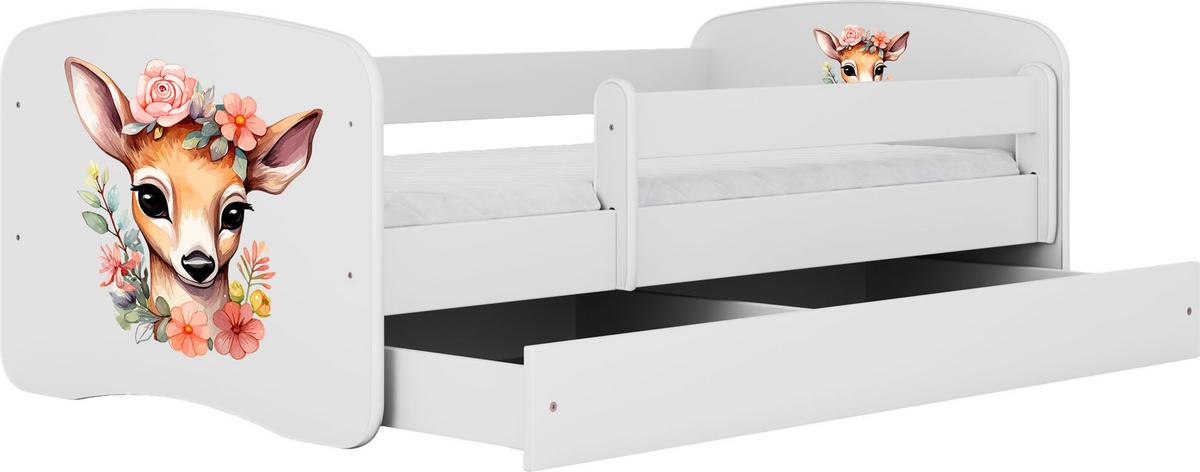 KINDERBETT Emily mit Schublade und Matratze, Weiß 70x140 cm - Dunkelorange, Holzwerkstoff (140/70cm) - WFL GROUP