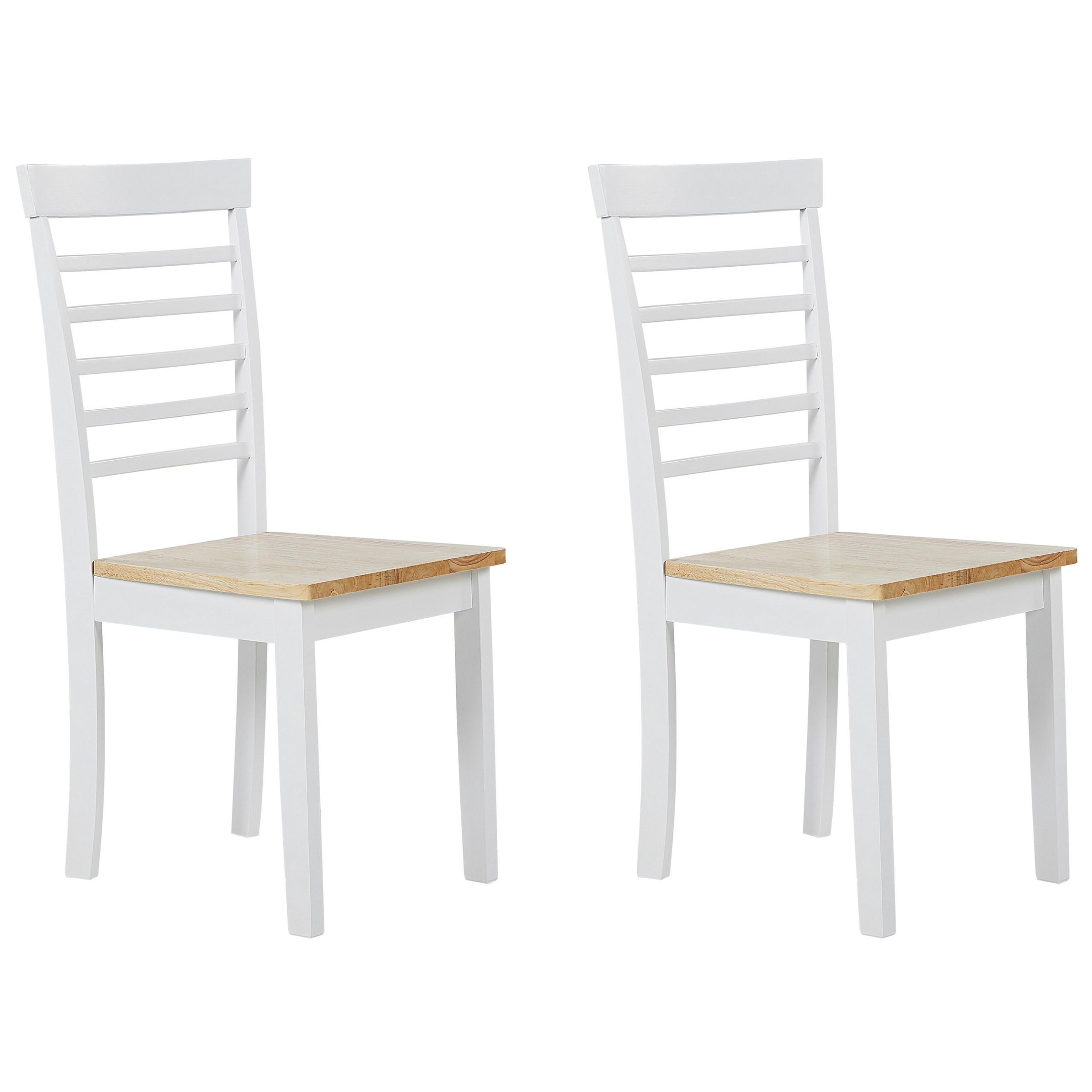 ESSZIMMERSTUHL 2er-Set Gummibaumholz Heller Holzfarbton Battersby - Hellbraun, Holz (40/94/40cm) - Beliani