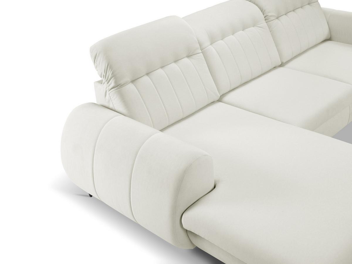 ECKSOFA PURO L-S Beige Plüsch-Stoff mit Schlaffunktion - Beige, Holz (275/166cm) - MASSENO