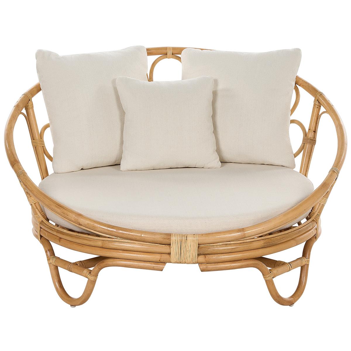 SONNENINSEL Rattan natürlich Auflagen beige ROSSANO - Beige/Naturfarben, Naturmaterialien (112/71/110cm)