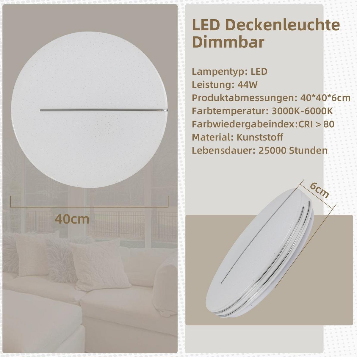 LED-DECKENLEUCHTE Wolfsgast 40.0/6.0/40.0 cm - Weiß, Kunststoff (40/40/6cm) - ZMH