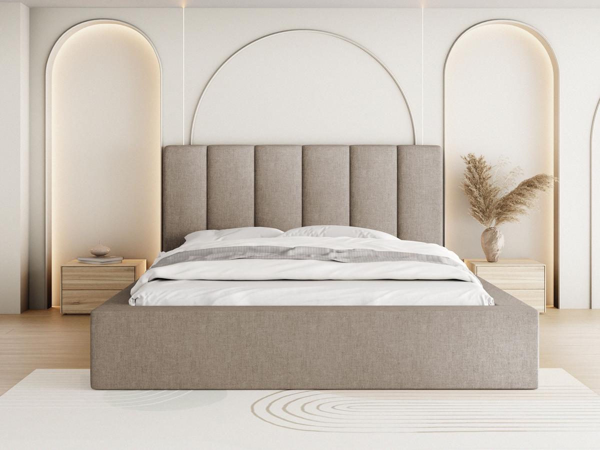 POLSTERBETT Amira - Hellbraun/Beige, Holzwerkstoff/Kunststoff (200/200cm) - WFL GROUP