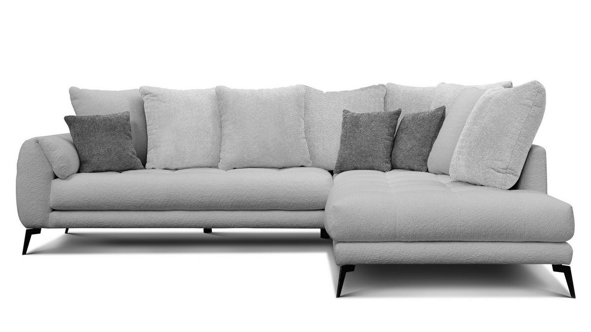 ECKSOFA CALME 5-Sitzer, hellgrau - Hellgrau/Schwarz, Holz/Textil (294/229cm) - Wozimo