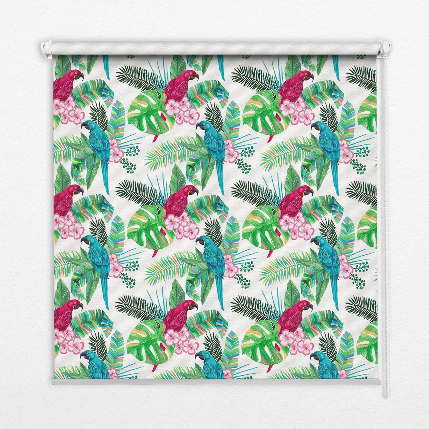 INNENROLLO - Fensterrollo - Rollo - 120x140 cm - Papageien - Blau, Kunststoff (120/140/0.5cm) - TULUP
