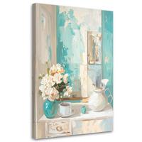 LEINWANDBILD Blumen 30x45cm - Türkis, Textil (30/45cm) - Feeby
