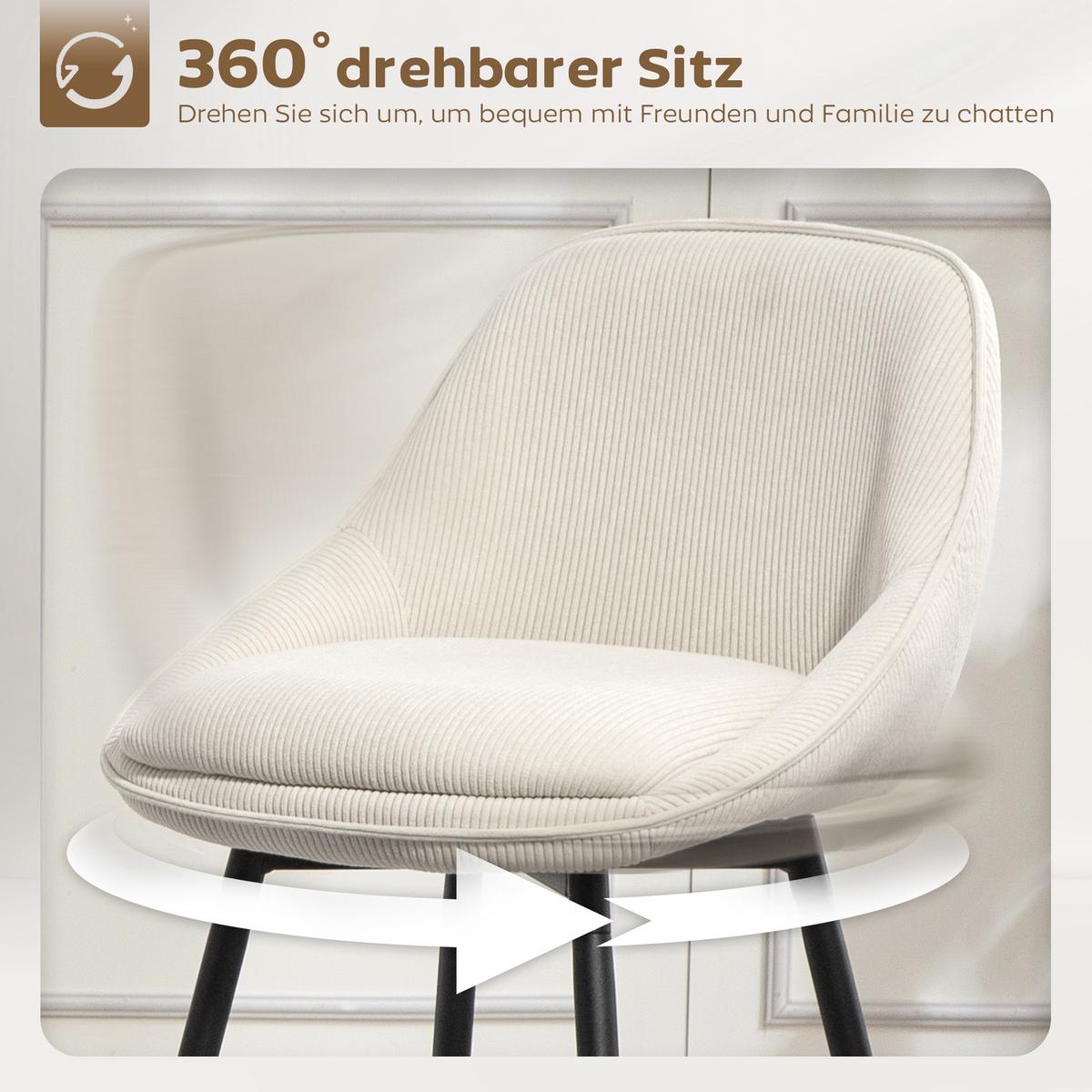 BARHOCKER 2ER-SET aus Polyester Cremeweiß - Creme, Textil (49/88/52cm) - HOMCOM
