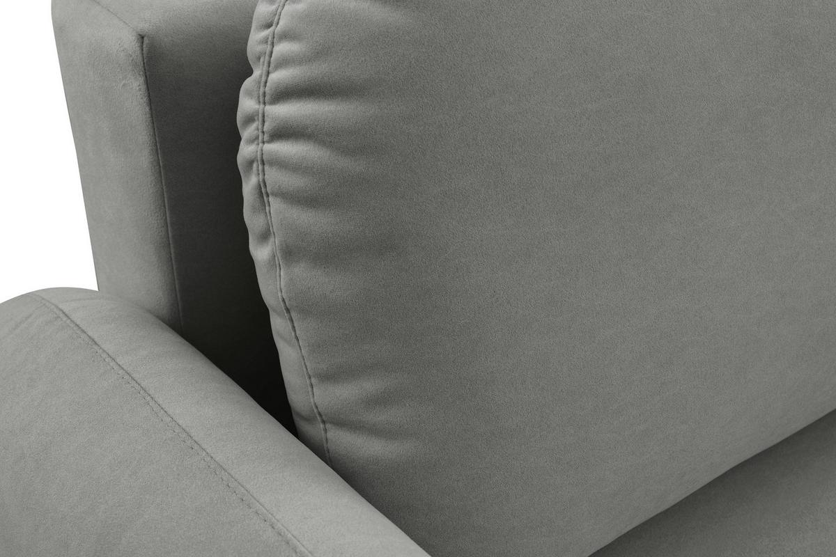 BETTSOFA AGIO Grau Plüsch-Stoff mit Schlaffunktion - Grau, Holz (232/95/109cm) - MASSENO