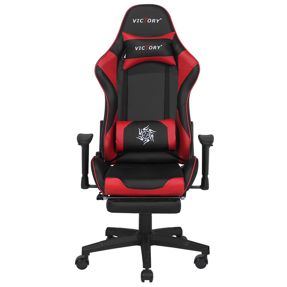 GAMINGSTUHL Kunstleder Schwarz/Rot Victory - Schwarz, Kunststoff/Textil (60/124/60cm) - Beliani