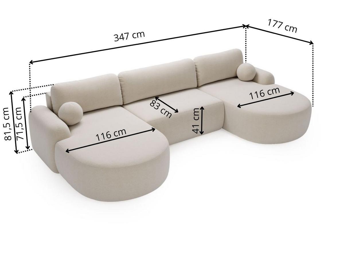 ECKSOFA Aurio U Bouclé-Stoff Braun - Schwarz/Braun, Kunststoff/Textil (347/177cm) - Graingold