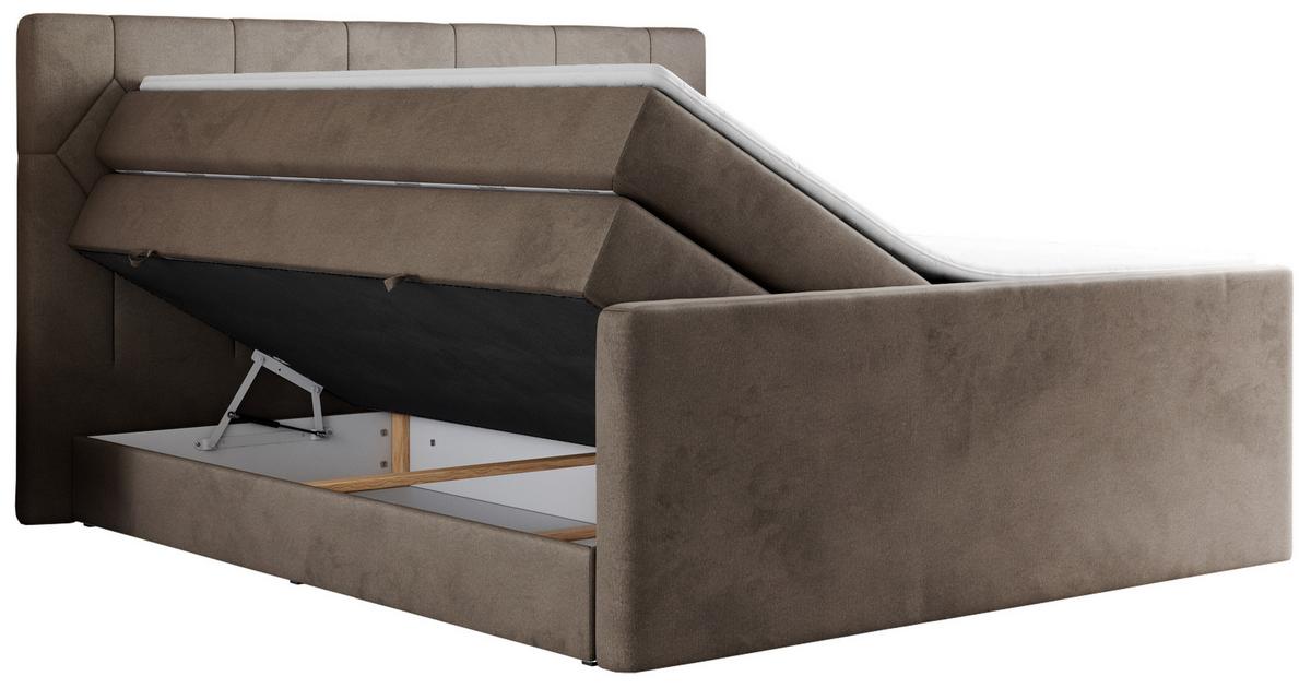 BOXSPRINGBETT KING EIGAR 200/200 Braun Velvet - H3 - Braun, Holz/Textil (200/200cm) - MKS