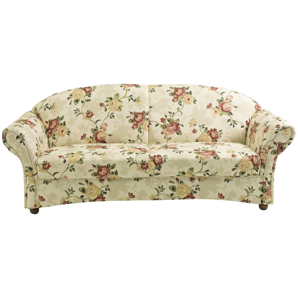 SOFA Landhaus 2,5-Sitzer Kama Bezug Flachgewebe Blumenmuster 1 - Multicolor, Kunststoff (202/85/81cm) - 58aufmkessel