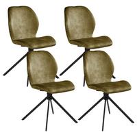 ESSZIMMERSTUHL 4er Set drehbar Samtstoff Grün Morrison - Schwarz/Grün, Textil/Metall (50/86/56cm) - Beliani