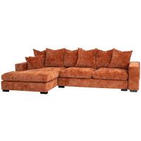 ECKSOFA Dahlia mit Schlaffunktion und Bettkasten in L-Form Links - Terrakotta Chenille 285/92/155 cm - Terracotta/Schwarz, Kunststoff/Textil (285/155cm) - WFL GROUP