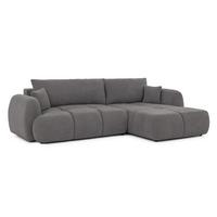 ECKSOFA Loretto aus natürlichem Taupe Webstoff mit Schlaffunktion, Bettkasten und tiefen Steppungen in Bubble-Optik - Taupe/Schwarz, Holz/Kunststoff (275/180cm) - S-Style