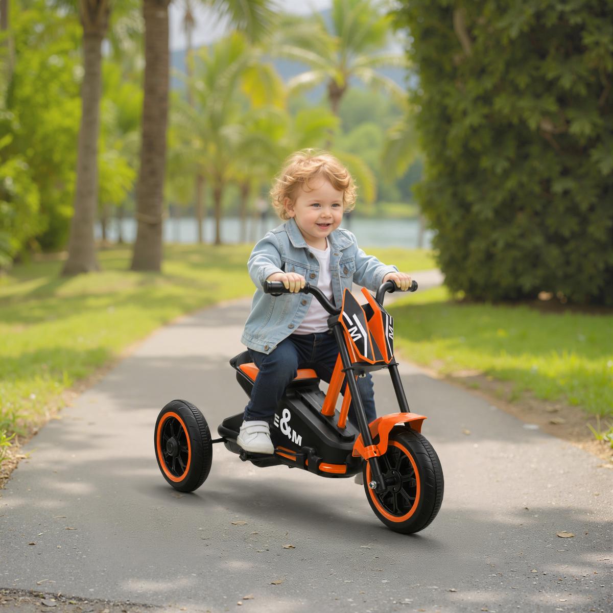 DREIRAD, Kinderfahrrad, Laufrad, Kinderrad mit Pedal für Kinder 18-36 Monaten - Orange, Metall (79/44/50cm) - AIYAPLAY