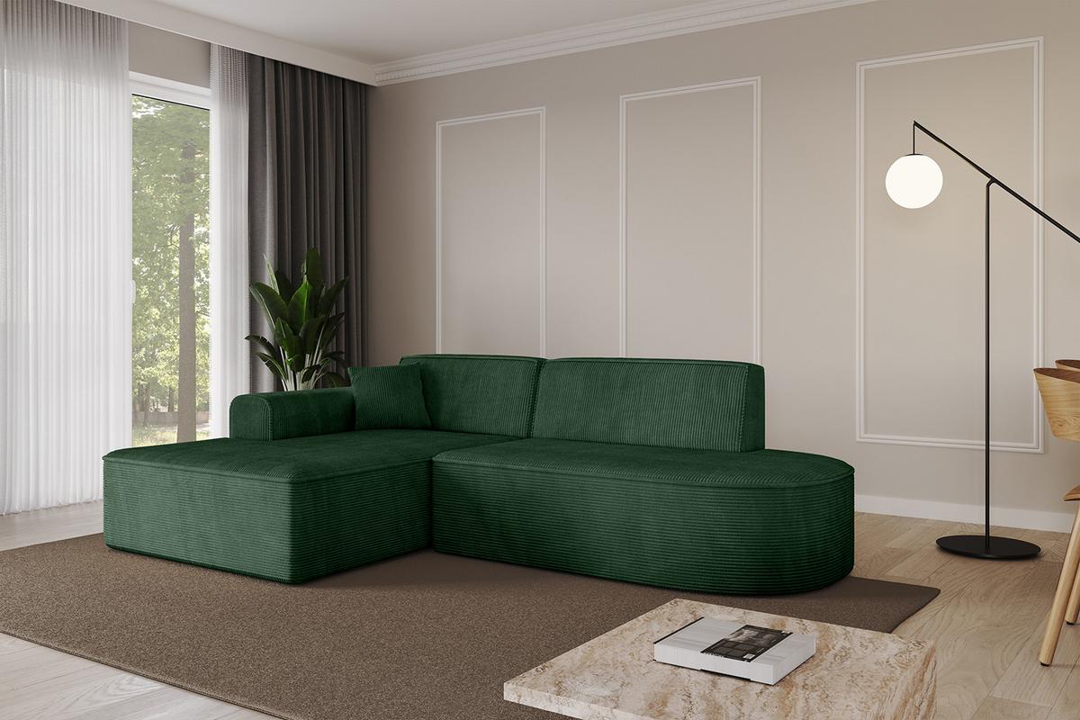 ECKSOFA Ottomane Links IREA-L1-v3 - 232x165x77 cm Grün - Currygelb, Holzwerkstoff/Textil (232/165cm) - ALTDECOR
