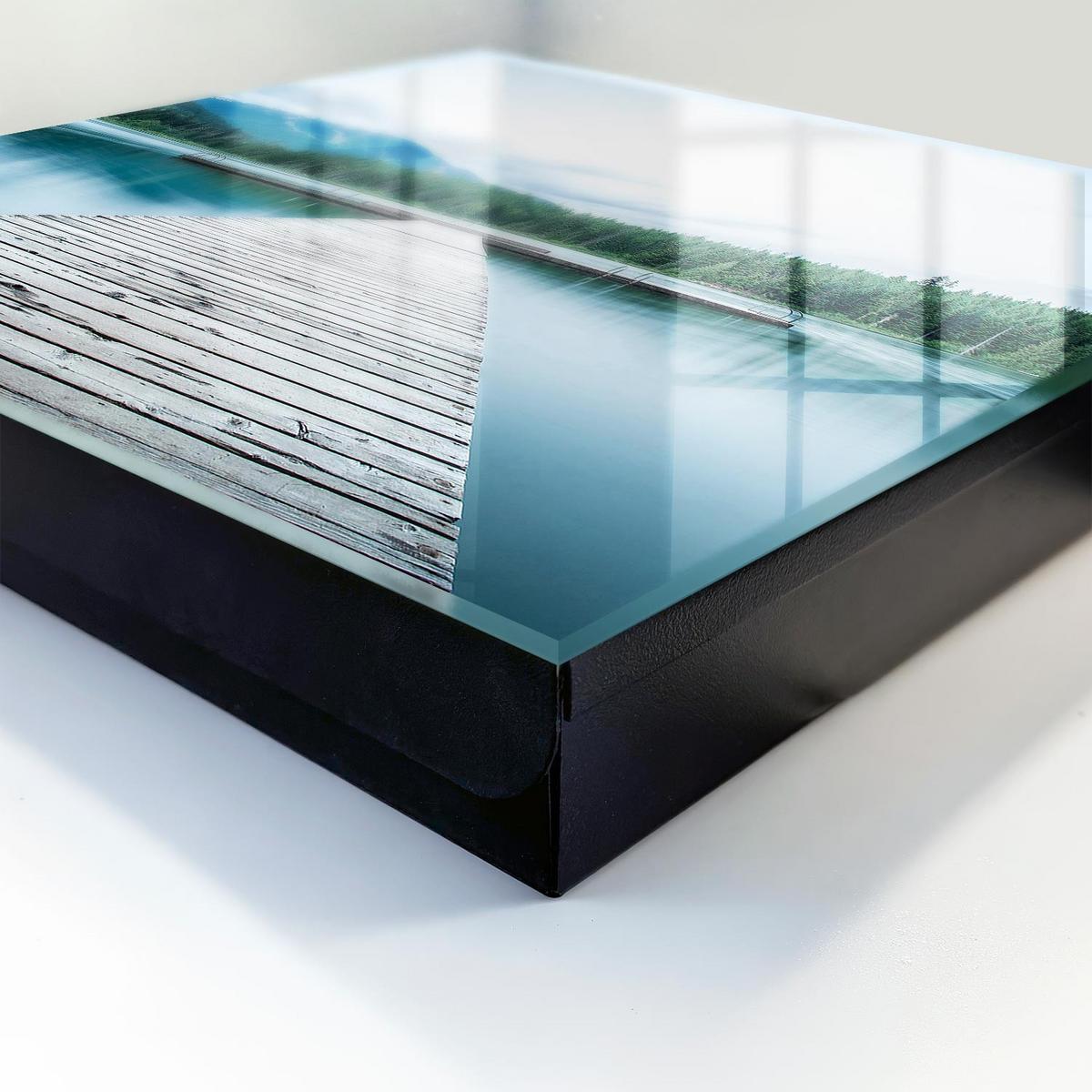 SCHLÜSSELBOX Schwarz 30x30 cm- Türöffnung nach rechts - See der Ruhe - Blau, Metall (30/30/5cm) - TULUP