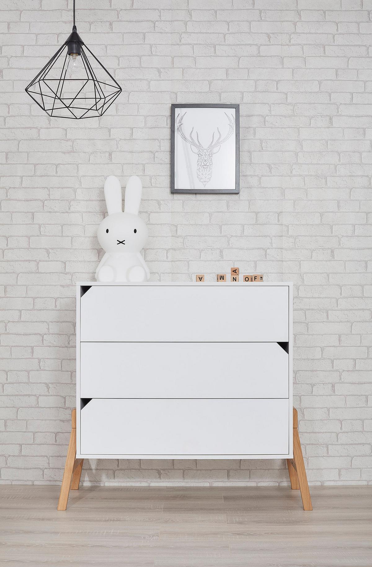 KINDERKOMMODE Lotta – rustikale Eleganz und Funktionalität Weiß - Weiß, Holzwerkstoff (107/93/50cm) - RAUMHIRSCH FURNITURE