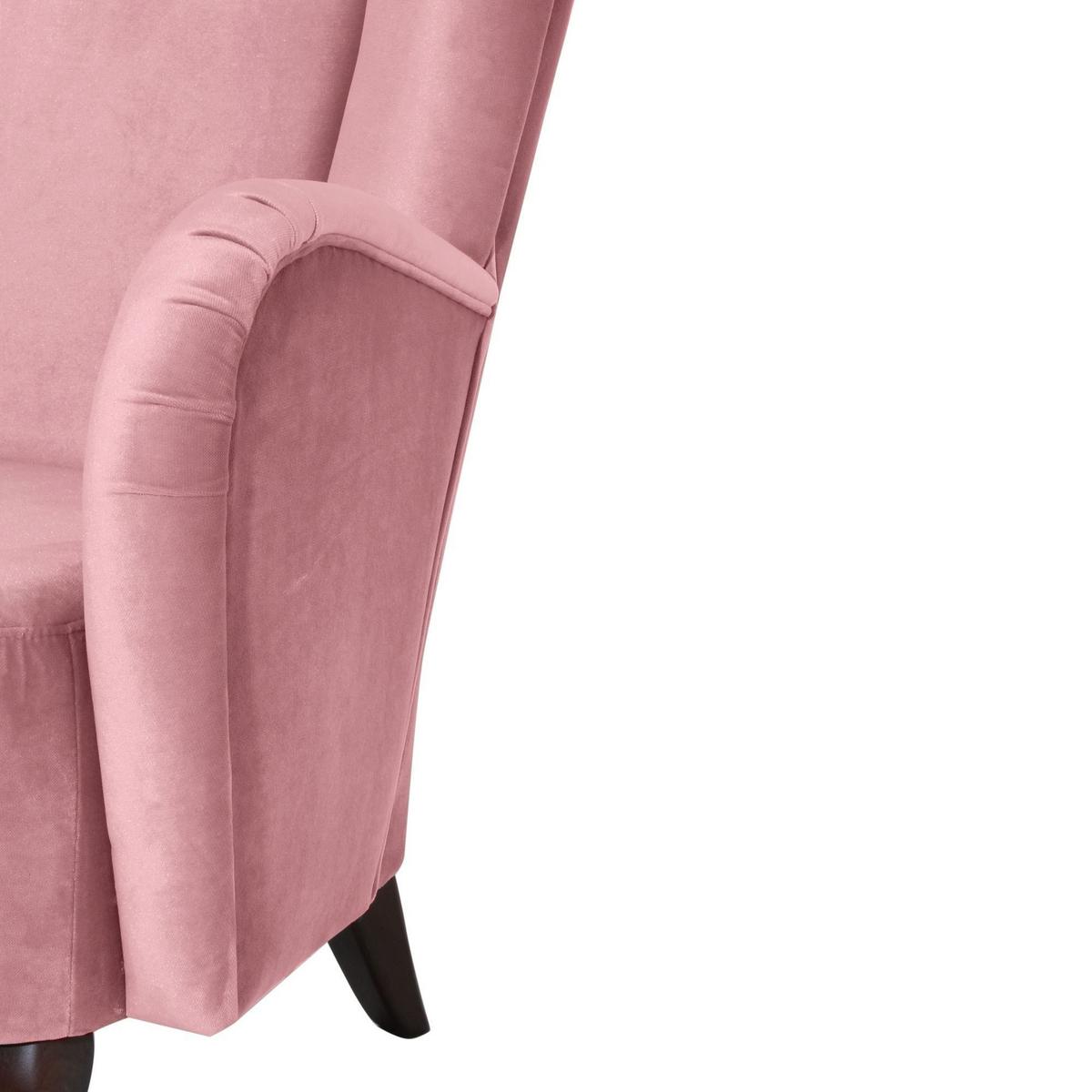 HOCHLEHNSESSEL Kailey Bezug Samtvelours Buche nussbaum dunkel / rosé - Rosa, Kunststoff (96/122/89cm) - 58aufmkessel