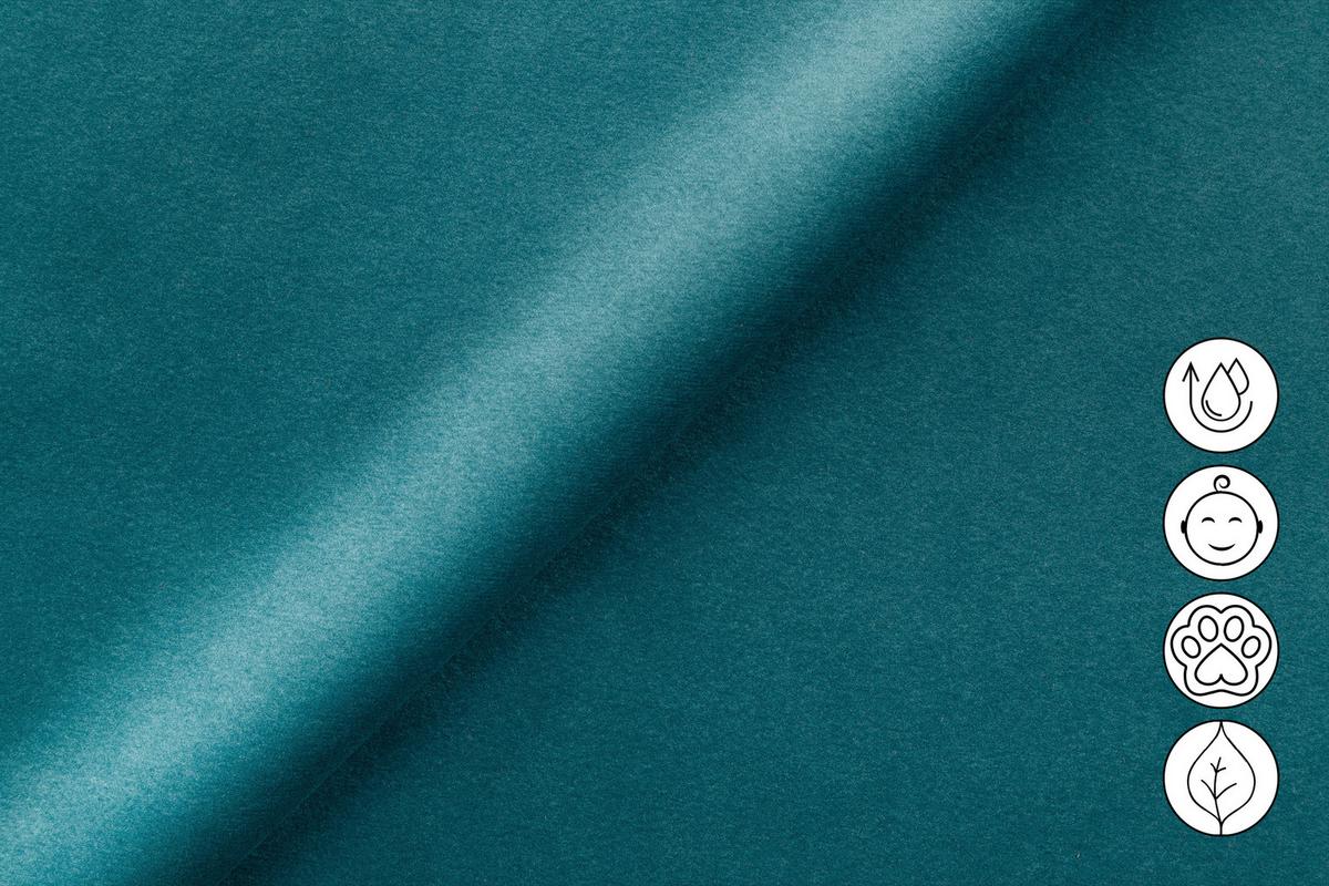 SOFA RELAX FIERO 3-Sitzer, Minter Veloursstoff - Schwarz/Mintgrün, Holz/Textil (212/82/103cm) - Courtois Laville