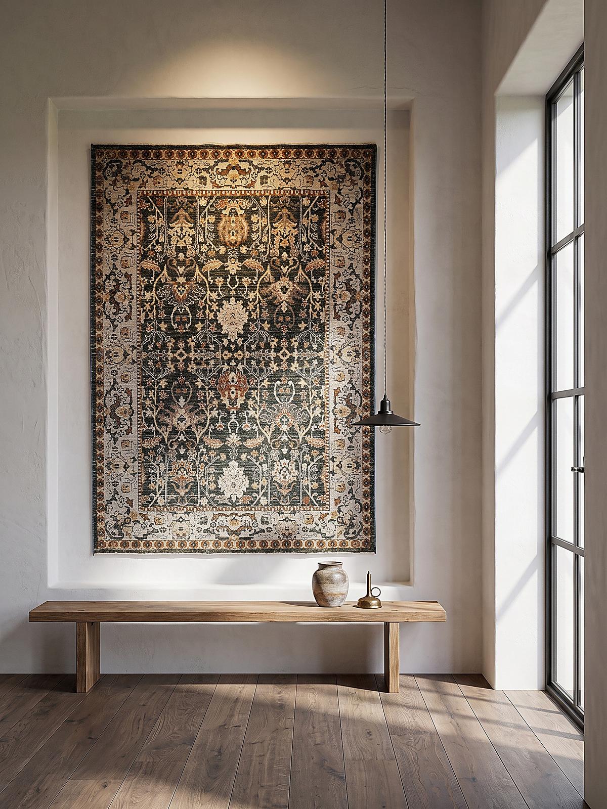 TEPPICH Struktur TRURO, in Erdtöne-Grün, Blumenmuster, 160 x 230 cm - Grün, Textil (160/230cm) - KADIMA DESIGN