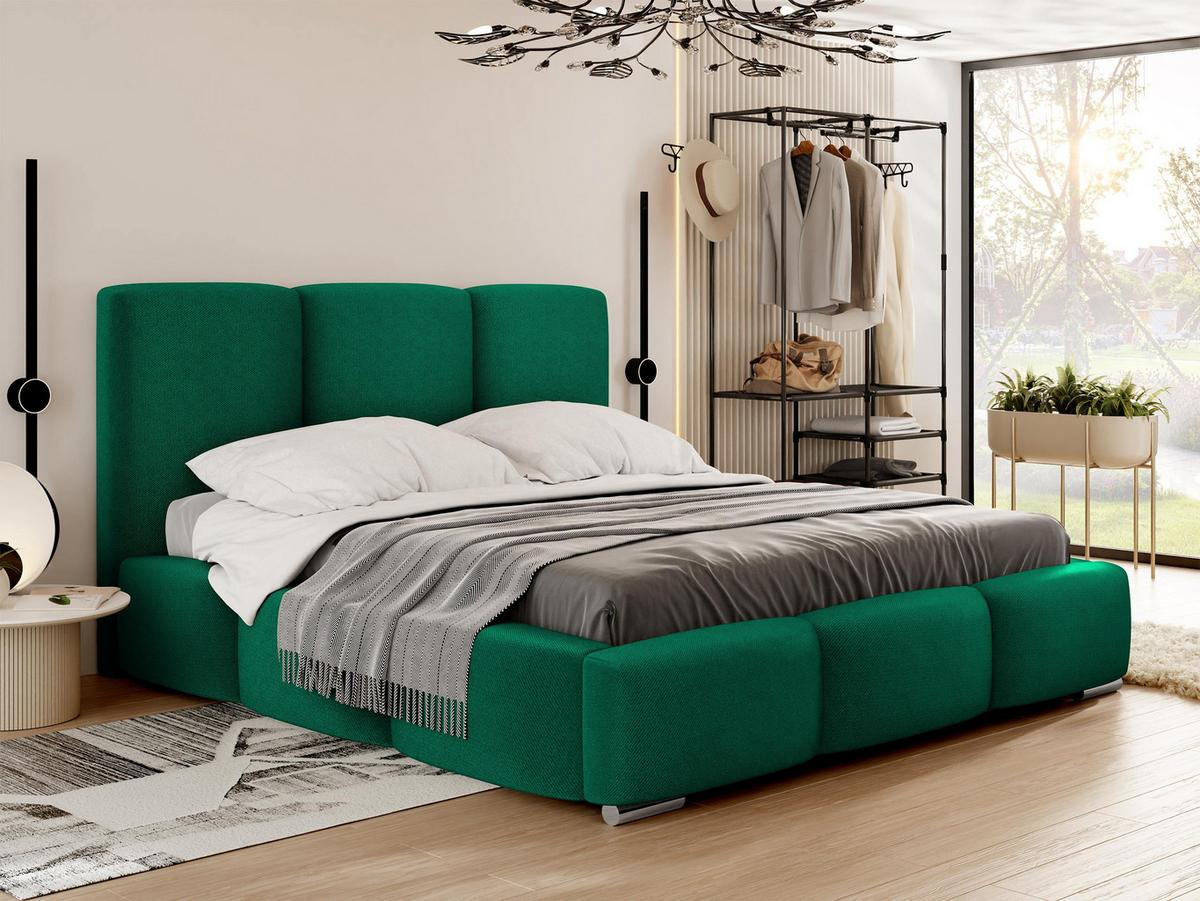 POLSTERBETT Olweria - Chromfarben/Grün, Holz/Textil (160/200cm) - MIRJAN24