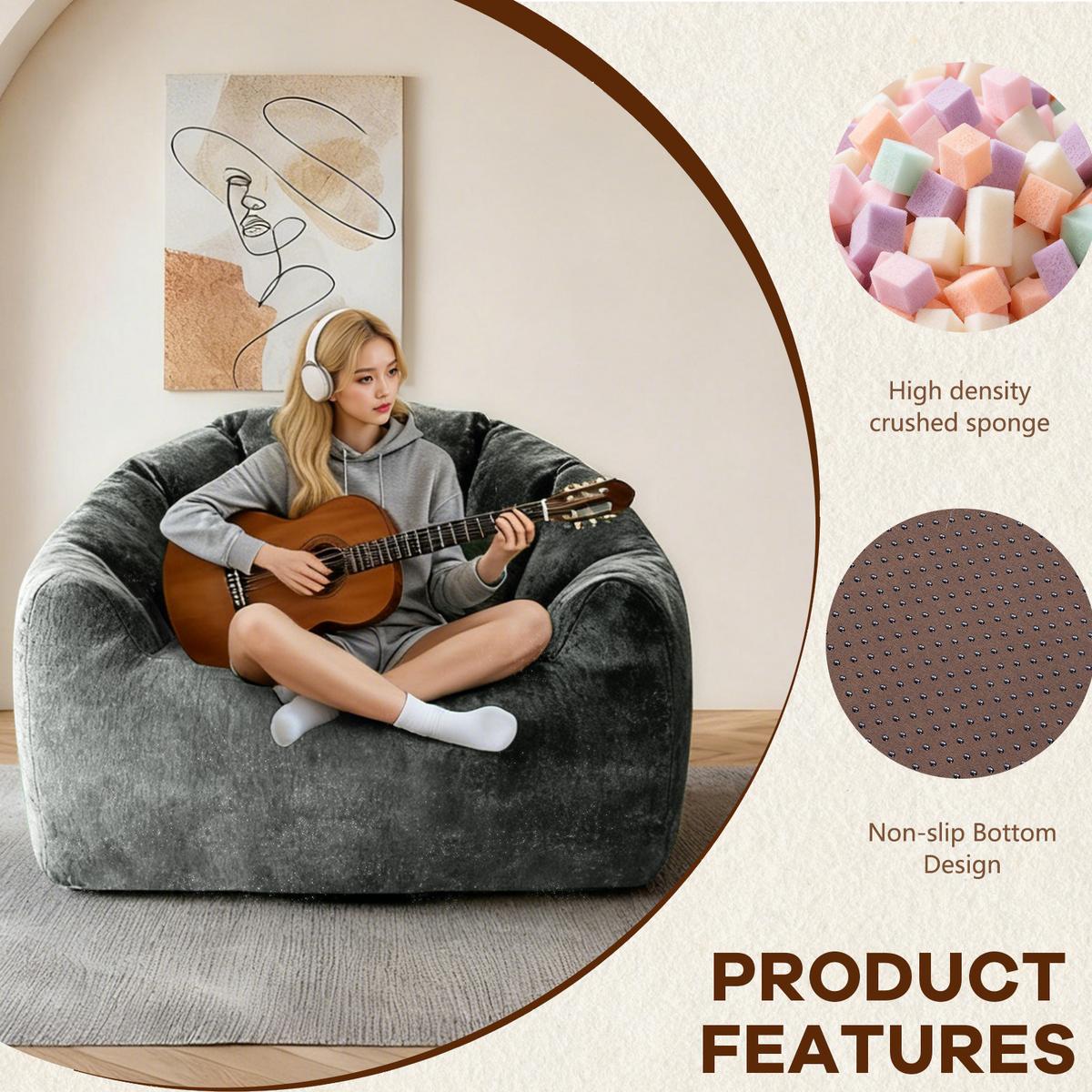 SESSEL aus Flanell mit ergonomischer Bärentatzen-Form - Grau, Textil (86.3/64.7/99cm) - Urban Meuble