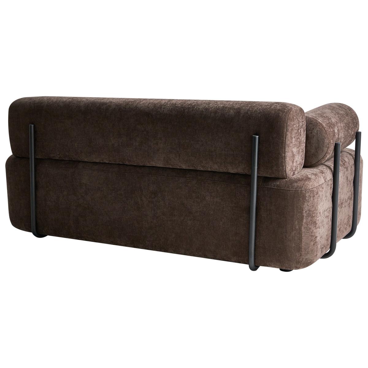 2-SITZER-SOFA Chenillegewebe Dunkelbraun Elva - Dunkelbraun, Textil (170/74/100cm) - Beliani