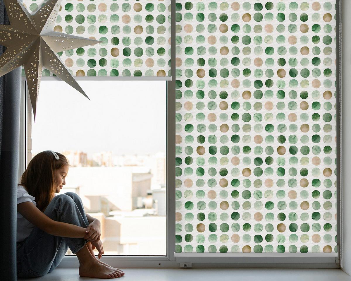 INNENROLLO - Fensterrollo - Rollo - 60x40 cm - Grüne Kreise - Grün, Kunststoff (60/140/0.5cm) - TULUP