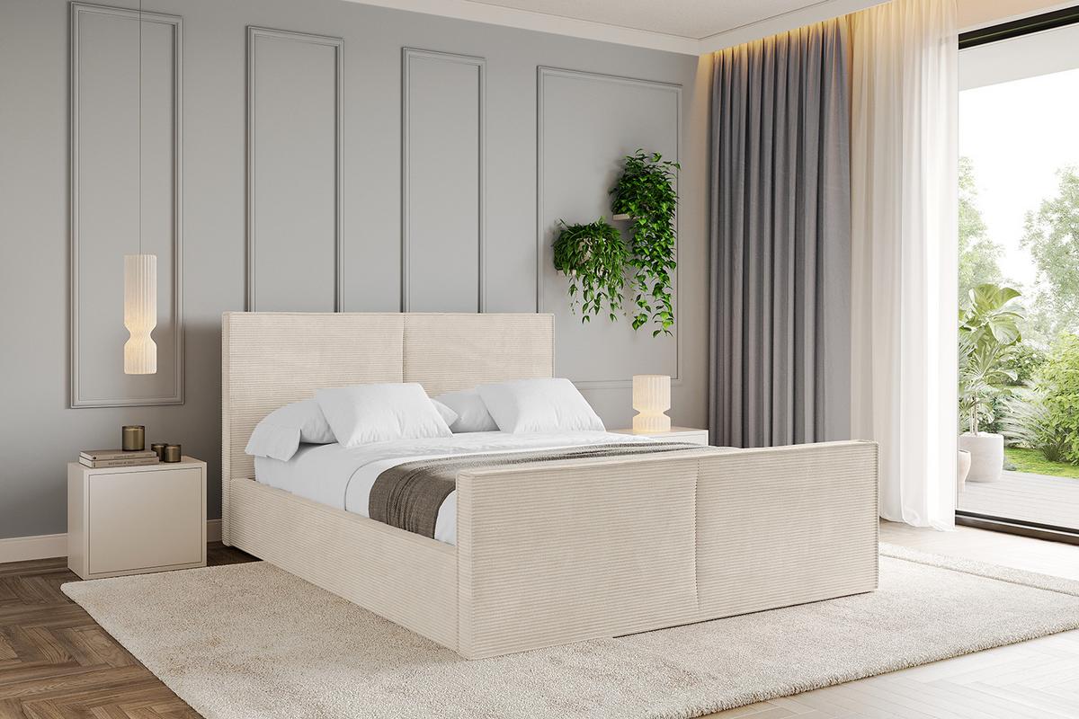 POLSTERBETT mit Bettkasten, Fußteil und Lattenrost, Boxbett ohne Matratze - VANTO-Z 180x200 Beige - Creme, Holzwerkstoff/Textil (180/200cm) - ALTDECOR