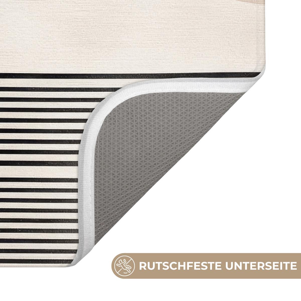BADEMATTE Abstrakt - Japandi - Beige - Modern 60x40 cm - Beige/Schwarz, Textil (60/40cm) - OnlyWow