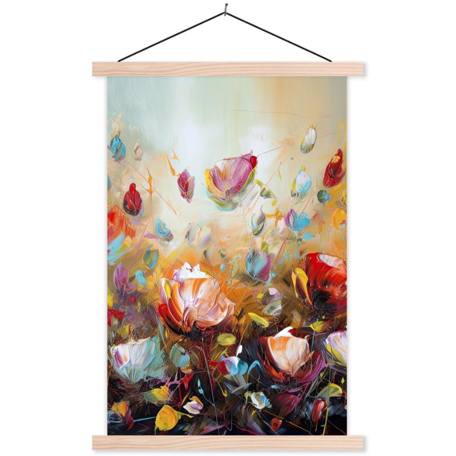 POSTER MIT MAGNETLEISTEN Blumen - Kunst - Natur - Ölgemälde Deko Wohnzimmer 40x60 cm - Multicolor, Textil (40/60/0.15cm) - MuchoWow