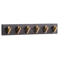 WANDGARDEROBE Mango Massivholz Metall Modern 60x10x8 cm Schwarz Gold - Schwarz, Holz (60/10/8cm) - KADIMA DESIGN