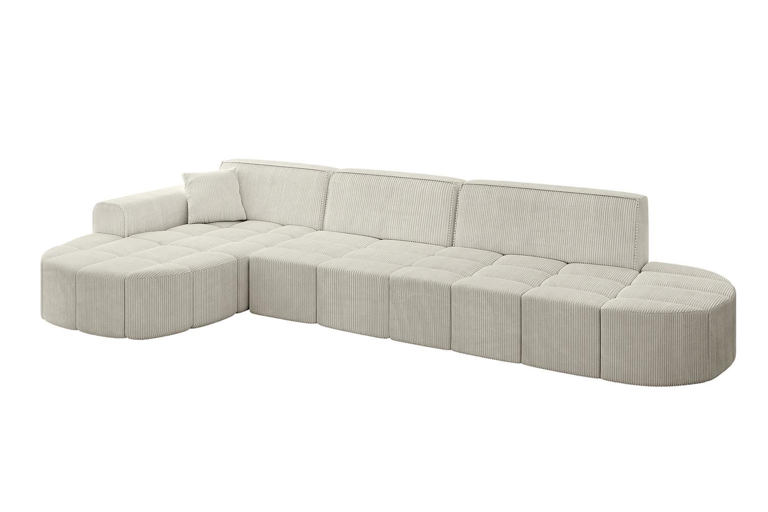 ECKSOFA Ottomane Links LIVO-L2 - 337x173x79,5 cm Creme - Hellgrau/Creme, Holzwerkstoff/Textil (337/173cm) - ALTDECOR