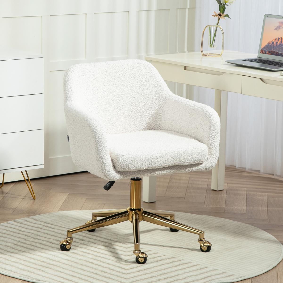 BÜROSTUHL, Höhenverstellbar Schreibtischstuhl, Relaxsessel, Drehstuhl, Cremeweiß - Beige, Textil (61/88/60cm) - HOMCOM