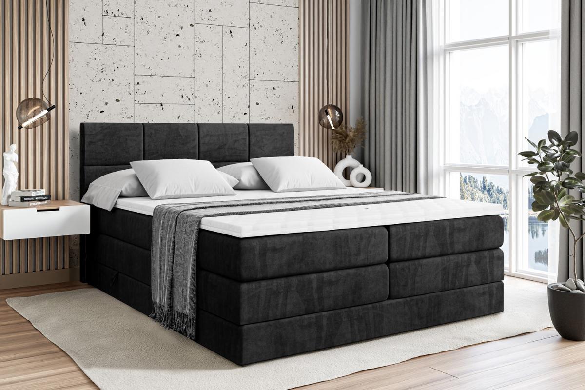 BOXSPRINGBETT ARDENI KING - 200x200 - H3/H4 - Schwarz - Schwarz, Holzwerkstoff (200/200cm) - ALTDECOR