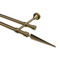 GARDINENSTANGE Primus Lorenzo 120 cm, 2-läufig (ohne Ringe), 16 mm Ø Messing Antik - Messingfarben/Bronzefarben, Metall (120cm) - INTERDECO