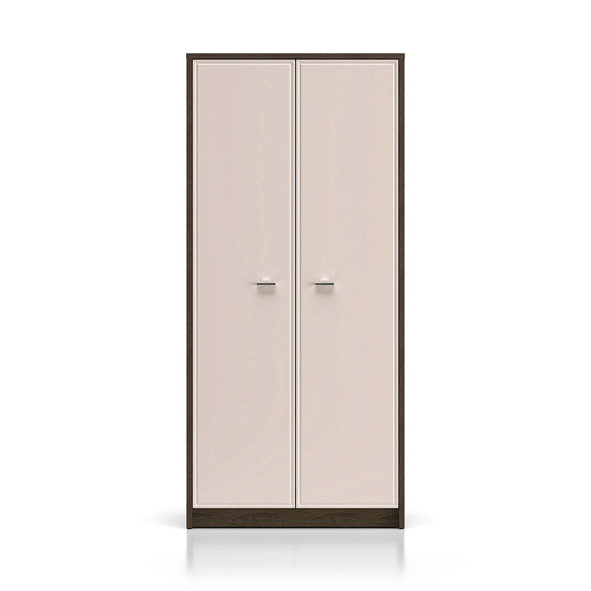 SCHRANK 2 Türen Kaius Kaschmir und Dunkles Holz - Beige, Holzwerkstoff (89.4/194.7/52.4cm) - Petits-meubles