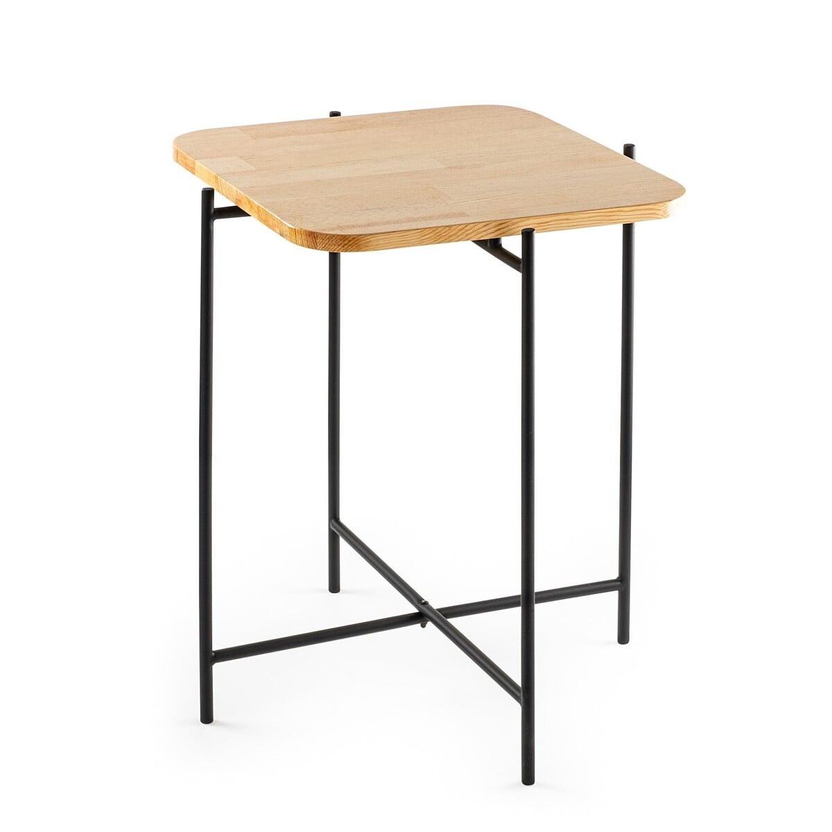 QUADRATISCHER beistelltisch mit metallfüssen 46/46/56 cm - Schwarz, Metall (60/46/56cm) - Calicosy