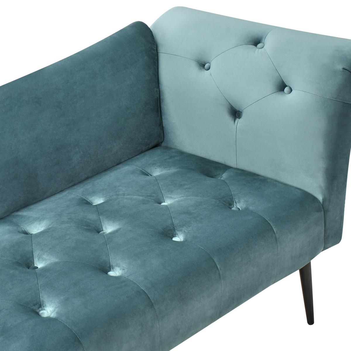 CHAISELONGUE Samtstoff Blaugrün Nantilly - Blau/Jadegrün, Textil (175/76/69cm) - Beliani