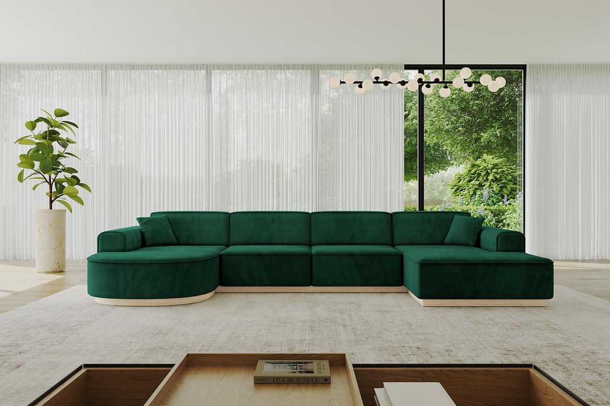 WOHNLANDSCHAFT ARRIO-U2 303x171x83 cm Dunkelgrün - Dunkelgrün, Holzwerkstoff/Textil (388/83/171cm) - ALTDECOR