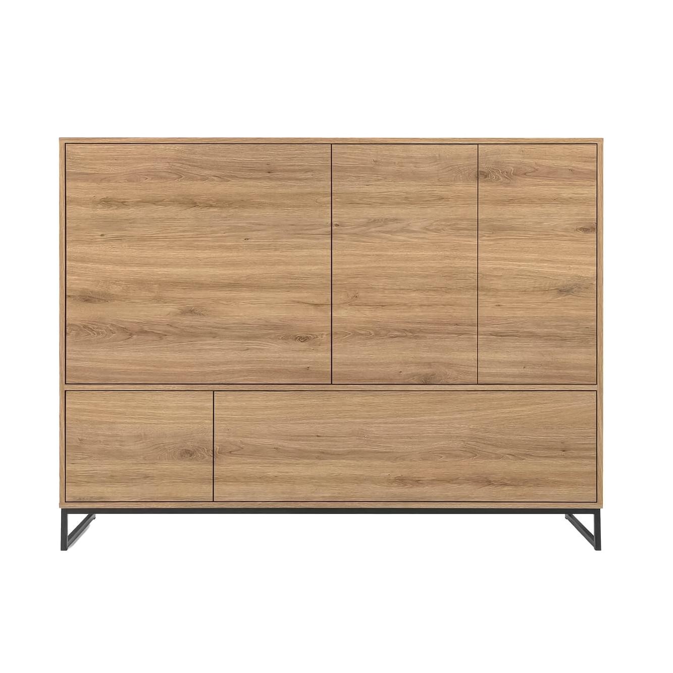 KOMMODE AZIR 160/120/45cm mit Schubladen 5 Türen Eichefarben - Eichefarben, Holzwerkstoff (160/120/45cm) - MASSENO