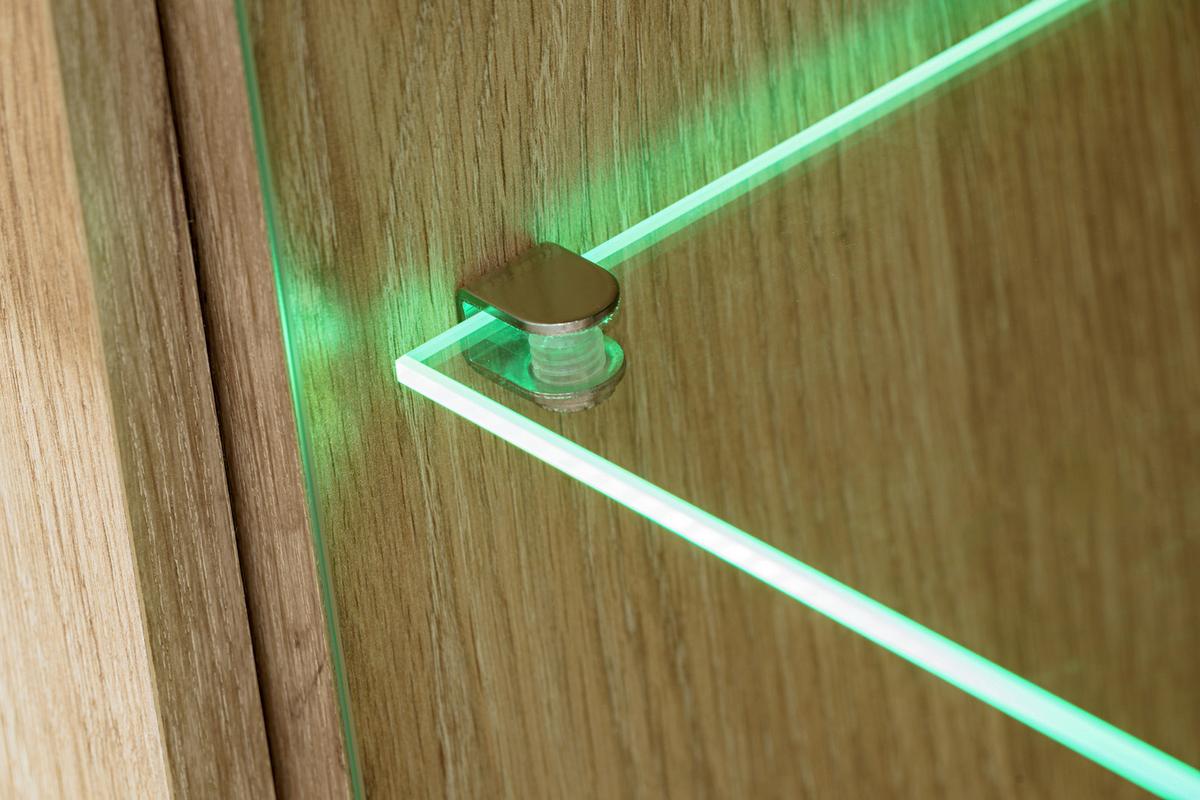 VITRINE Eiche, Kaschmir 70 x 197 cm, Vitrinenschrank inklusive LED-Beleuchtung - Kaschmir/Eichefarben, Glas/Holzwerkstoff (70/197/40cm) - Inn.Furn