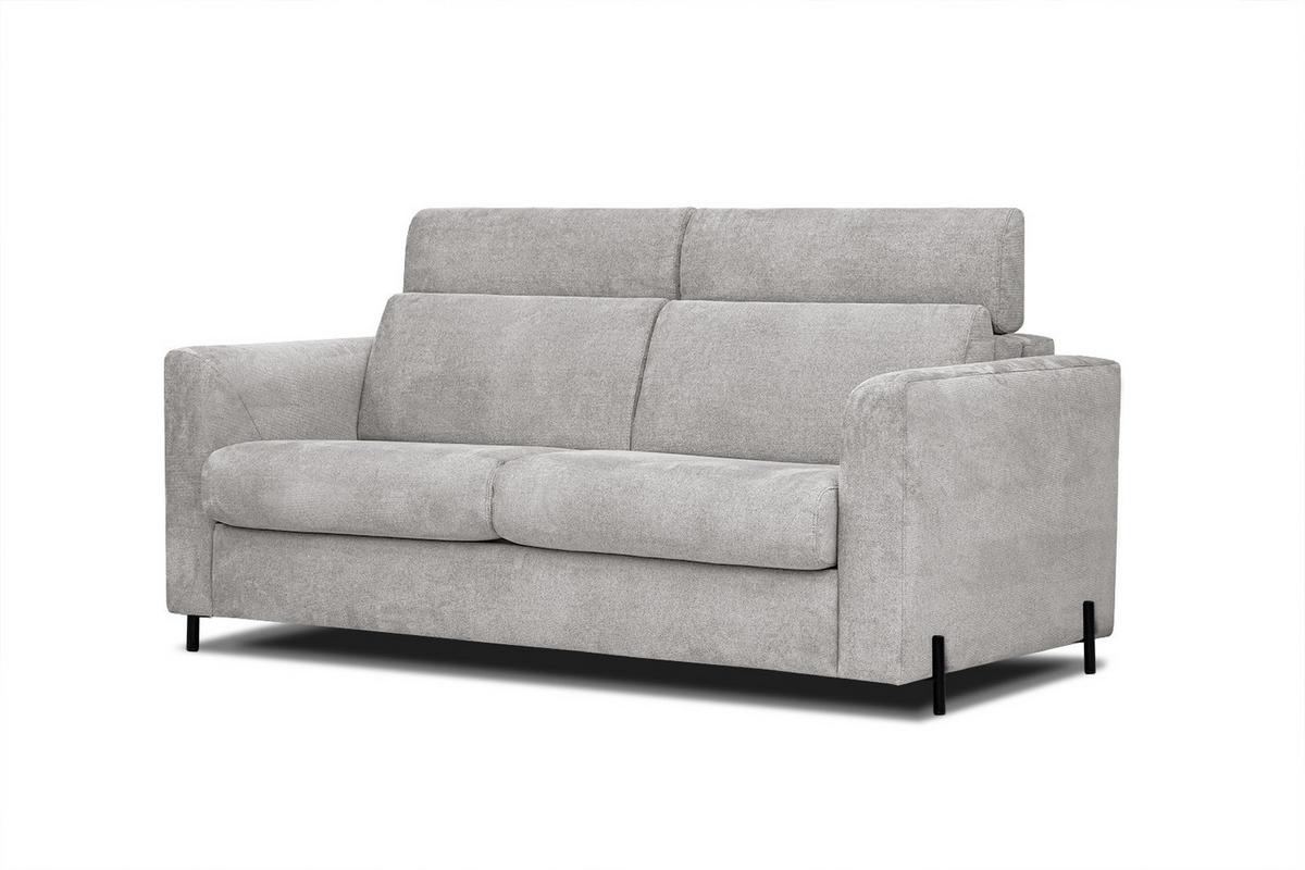 SOFA MEZO 3-Sitzer mit Schlaffunktion, beige - Beige/Schwarz, Holz/Textil (232/90/107cm) - Wozimo