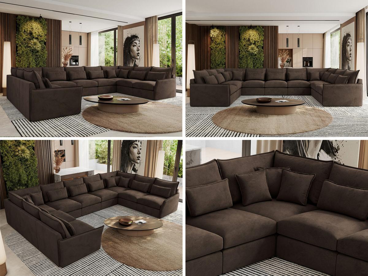 WOHNLANDSCHAFT VERSO U 9M Braun Velvet - Schwarz/Braun, Kunststoff/Textil (442/93/270cm) - MKS